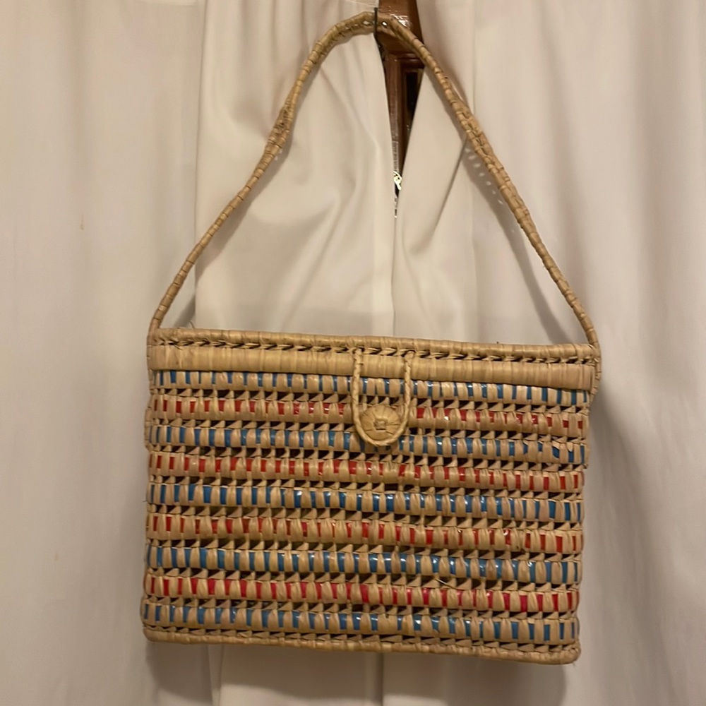Vintage rattan picnic wine basket